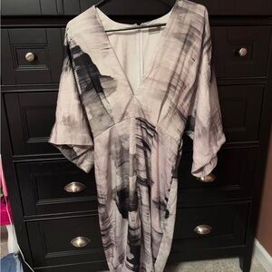 ASOS Light Gray and White Dress